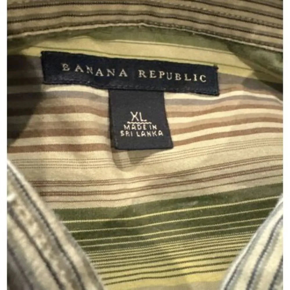 Banana Republic Dress Shirt Mens XL‎ Button Up Yellow/green stripe